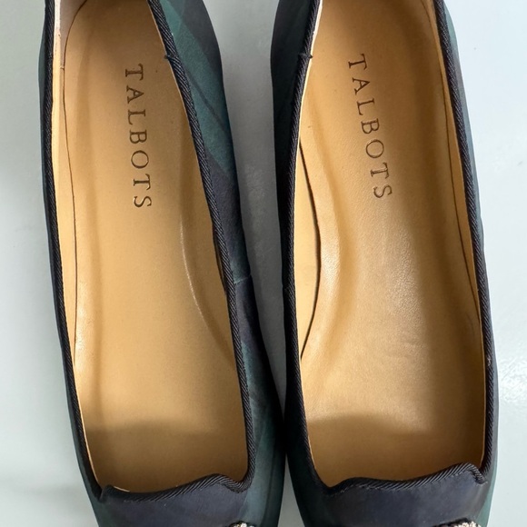 Talbots Blue & Green Blackwatch Tartan Plaid Flats with Rhinestones and Bows New - Picture 4 of 5